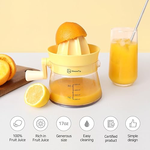 Miniatura 3 de Exprimidor manual de cítricos giratorio de 2 vías, exprimidor de plástico de gran capacidad de 16.9 fl oz17 onzas para limón, lima y naranja,