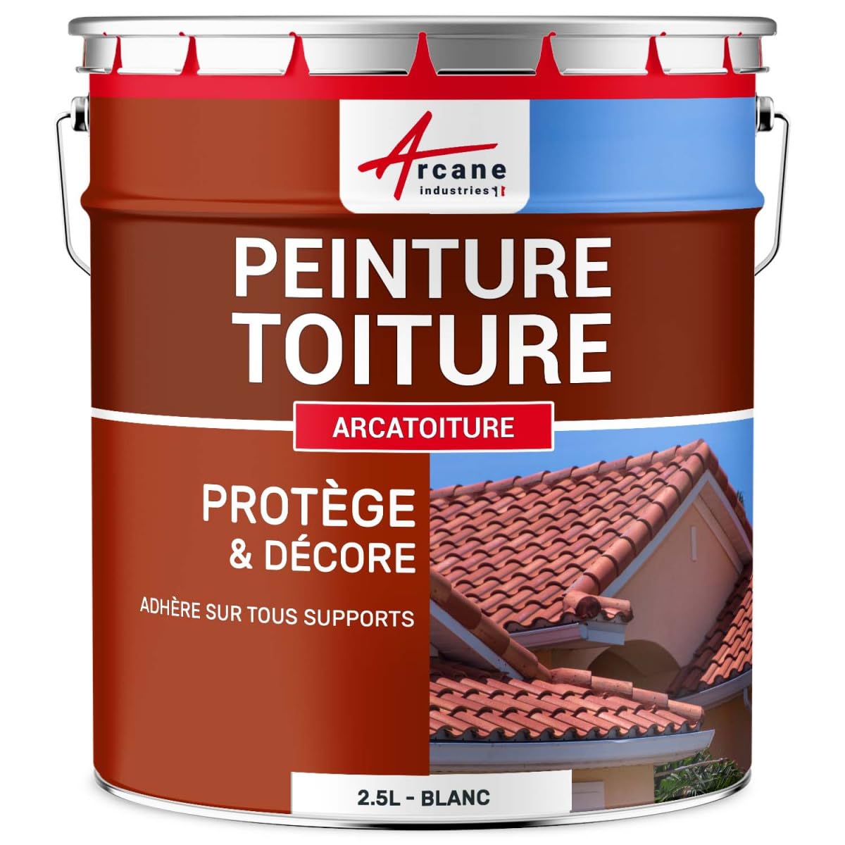 ARCANE INDUSTRIES Peinture toiture, tuile, Ciment et Terre Cuite - 2.5 L Blanc