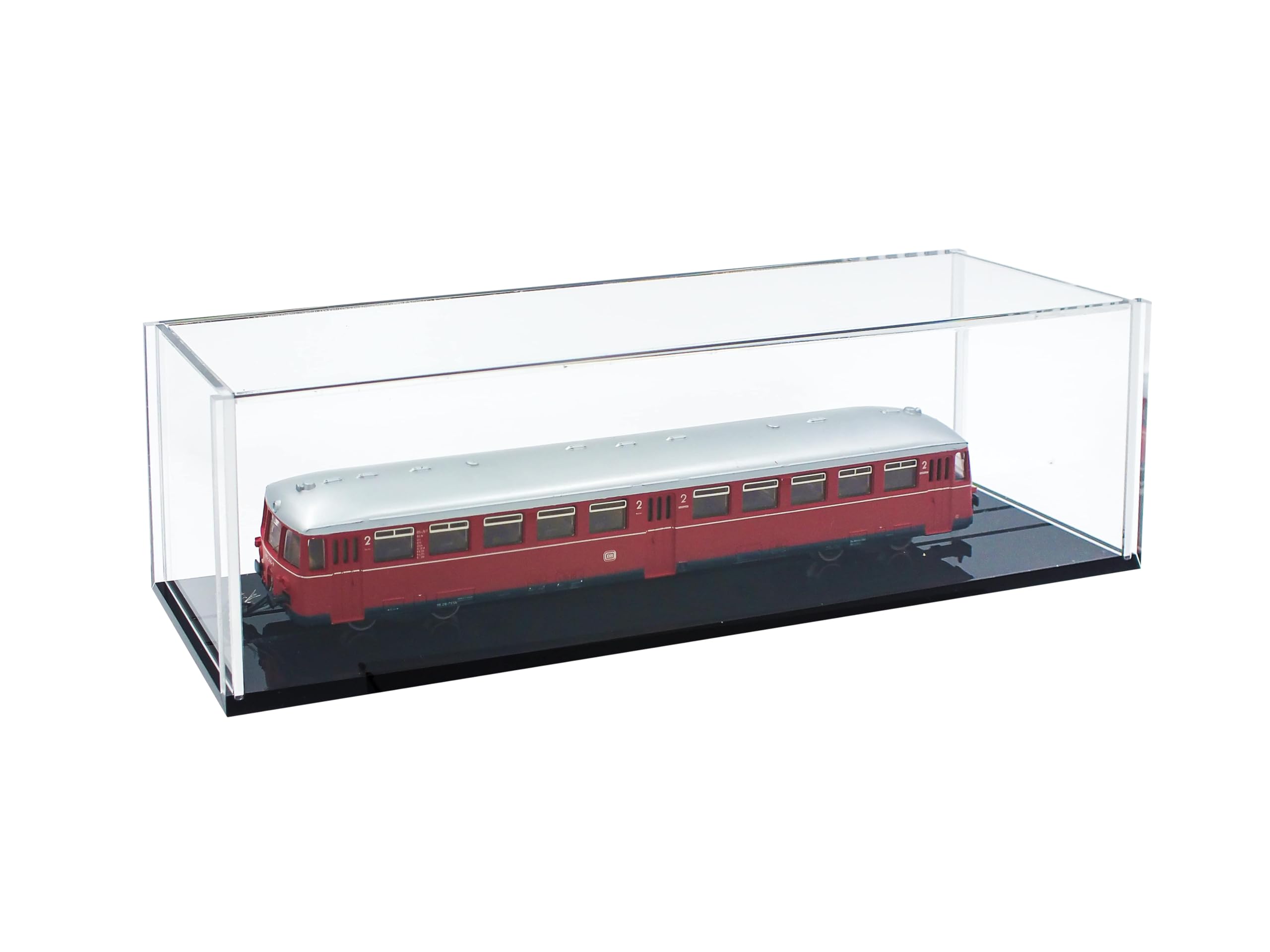 SAFE Lok-Vitrinen Typ A & B – Acryl-Vitrine für H0-Lokomotiven bis 180 mm oder 290 mm | Mit Hochglanzboden & Schiebetüren | Staubschutz & Präsentationsdisplay (Typ B)