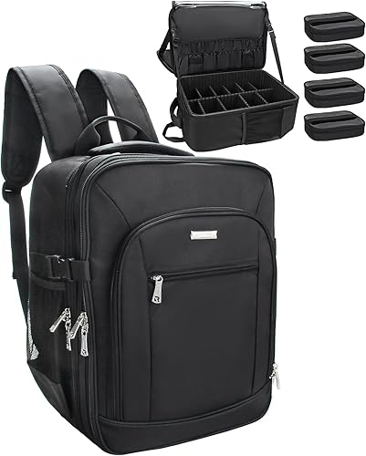 Miniatura 1 de Mochila de maquillaje extra grande, estuche de viaje profesional, bolsa de maquillaje para mujeres, estuche organizador de almacenamiento para