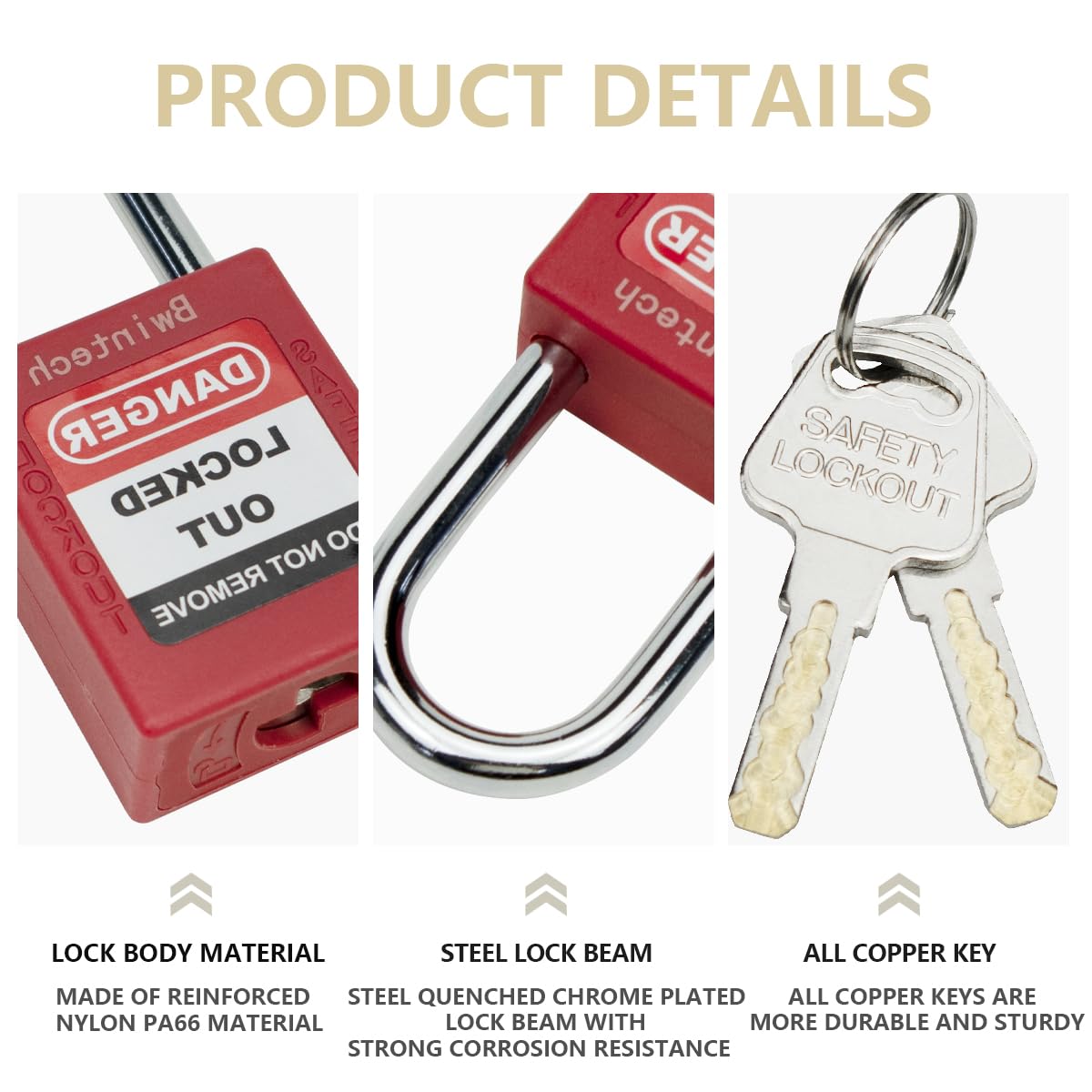 Bwintech 5 piezas 38MM varios candados de seguridad rojo con llave con disyuntor candado de seguridad candado de seguridad Loto Tag