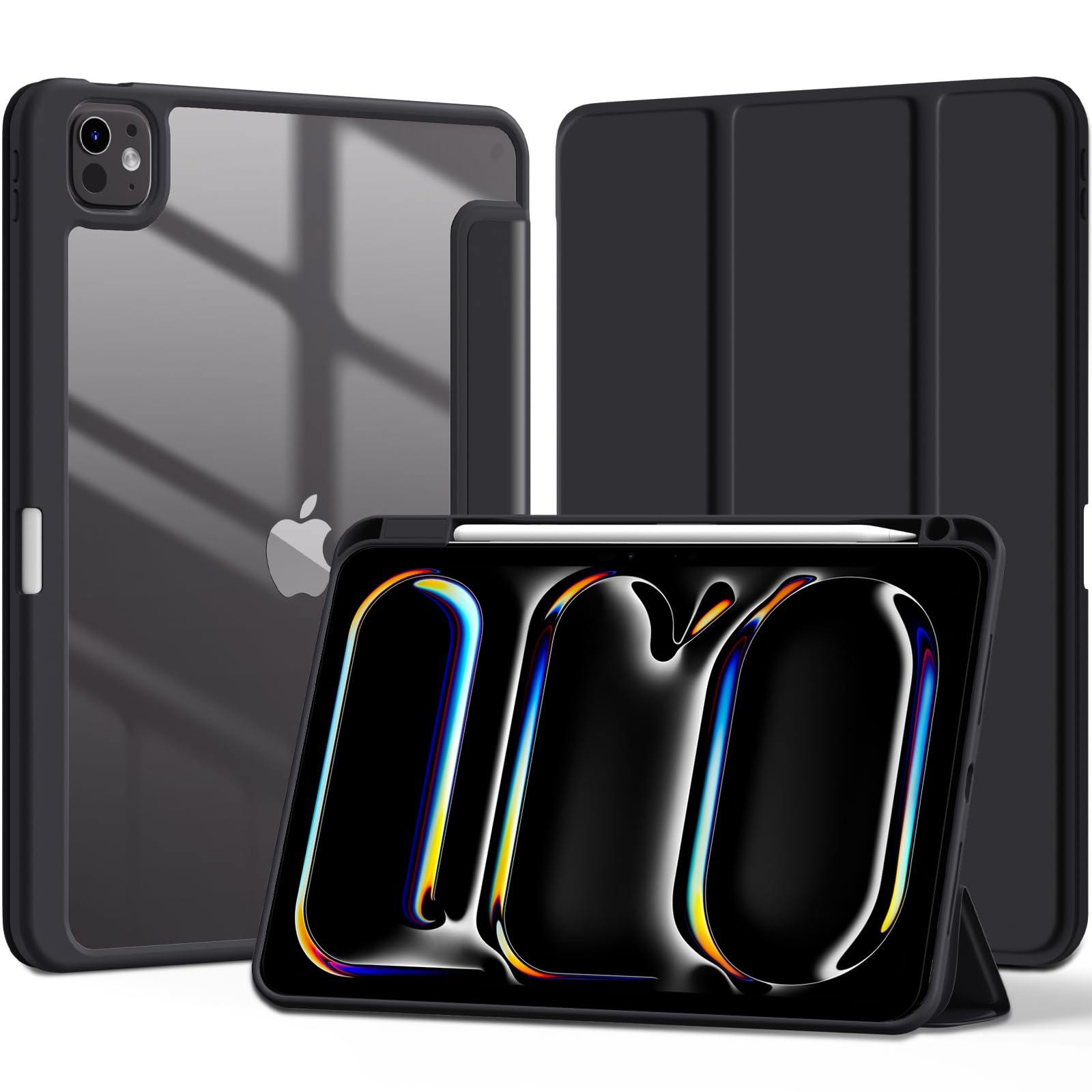 LEOMARON Compatible with iPad Pro 11 Inch Case 2024 (M4, 5th Gen) with Pencil Holder, Clear Transparent Back for iPad 11 Pro Case, Support Pencil Pro and Pencil(USB-C), Auto Wake/Sleep, Black (B0D73PMBMW) Amazon Price History, Amazon Price Tracker