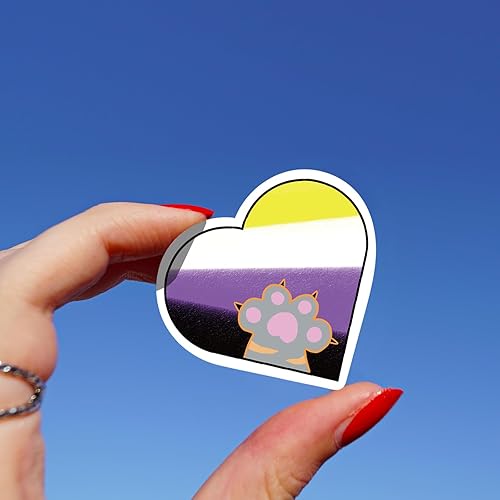 Miniatura 5 de Calcomanías de orgullo no binario, 110 calcomanías de orgullo no binario a granel para cosas de orgullo no binario, vinilo impermeable LGBTQ no