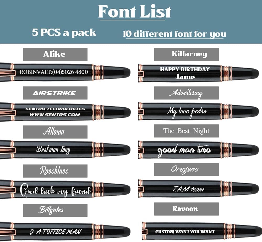 Ancolo Personalized Executive Business Pens - Custom Office Pens Engraved with Your Corporate Brand or Company Logo, Perfect for Bank, Hotel Lobbies 5 PCS/Pack
