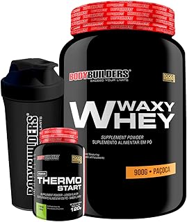 KIT Waxy Whey 900g + Thermo Start Powder 120g Limão + Coqueteleira - Bodybuilders (Paçoca)