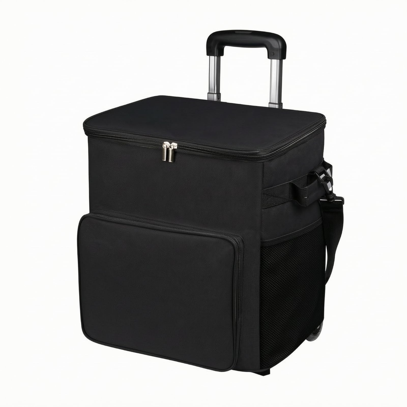 Gralara Borsa Frigo tile Alta Densità | Interno Isolato Termicamente, Resistente All'usura, Borsa Frigo Piccola, per Campeggio, Spiaggia, Campeggiatori, Famiglie, Nero, Con Carrello