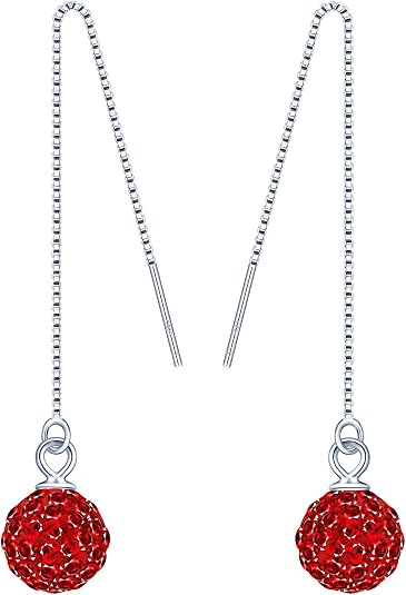 Boucles D’Oreilles En Argent 925 – Pendentifs Boule De Cristal Multicolore – Cadeau Femme, Fille, Mère