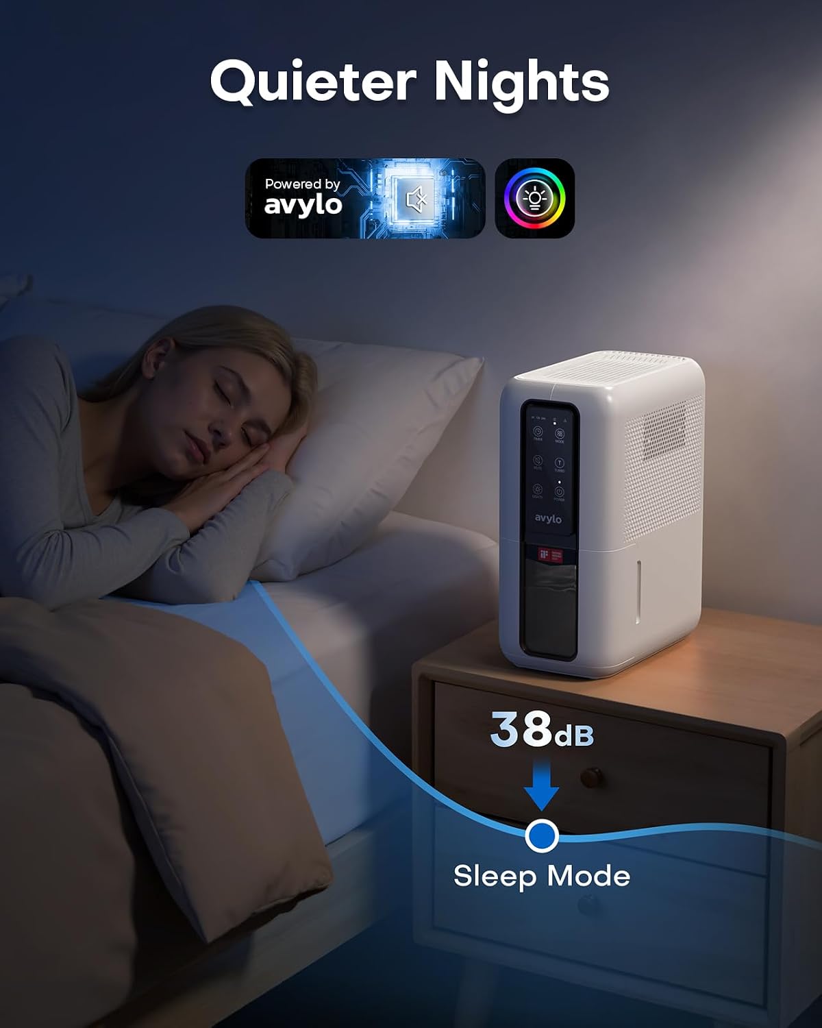 avylo Dehumidifier for Bedroom,70oz Tank,Auto Shut Off,Anti-Frost System