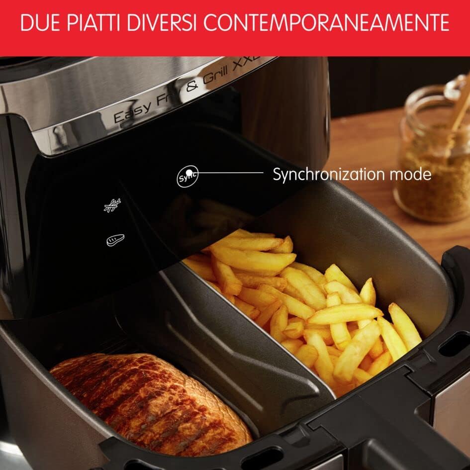 Moulinex EZ801810 Easy Fry Grill XXL Inox Digitale Friggitrice ad Aria Calda e Griglia, 6,5Litri, 1400W, Friggitrice Senza Olio, 8 Programmi Predefinti e 1 Manuale, Capacità XXL fino a 8 Persone Moulinex EZ801810 Easy Fry Grill XXL Inox Digitale Friggitrice ad Aria Calda e Griglia, 6,5Litri, 1400W, Friggitrice Senza Olio, 8 Programmi Predefinti e 1 Manuale, Capacità XXL fino a 8 Persone