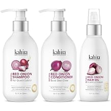 Natural Red Onion Hair Care Combo Kit | Shampoo 300ml, Conditioner 300ml & Hair Oil 200ml | Hair Growth Solution, Reduces Hair Fall & Split Ends | Boosts Silken Shine | For Men & Women