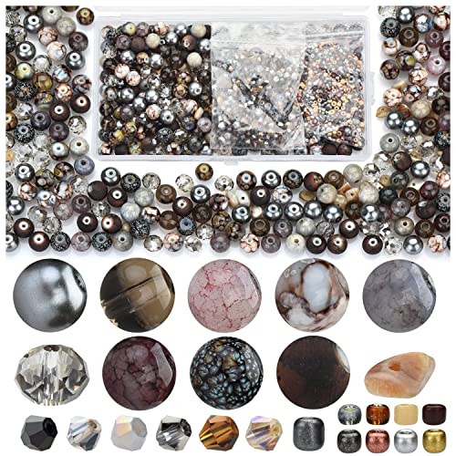 Image of Rired 27 Craft Beads Bracelet Making Kit, 900pcs Grey Beads Include Assorted Glass Beads, Bicone Beads, Spacer Seed Beads for Jewelry Making, Necklace, Phone Charms and DIY Earrings