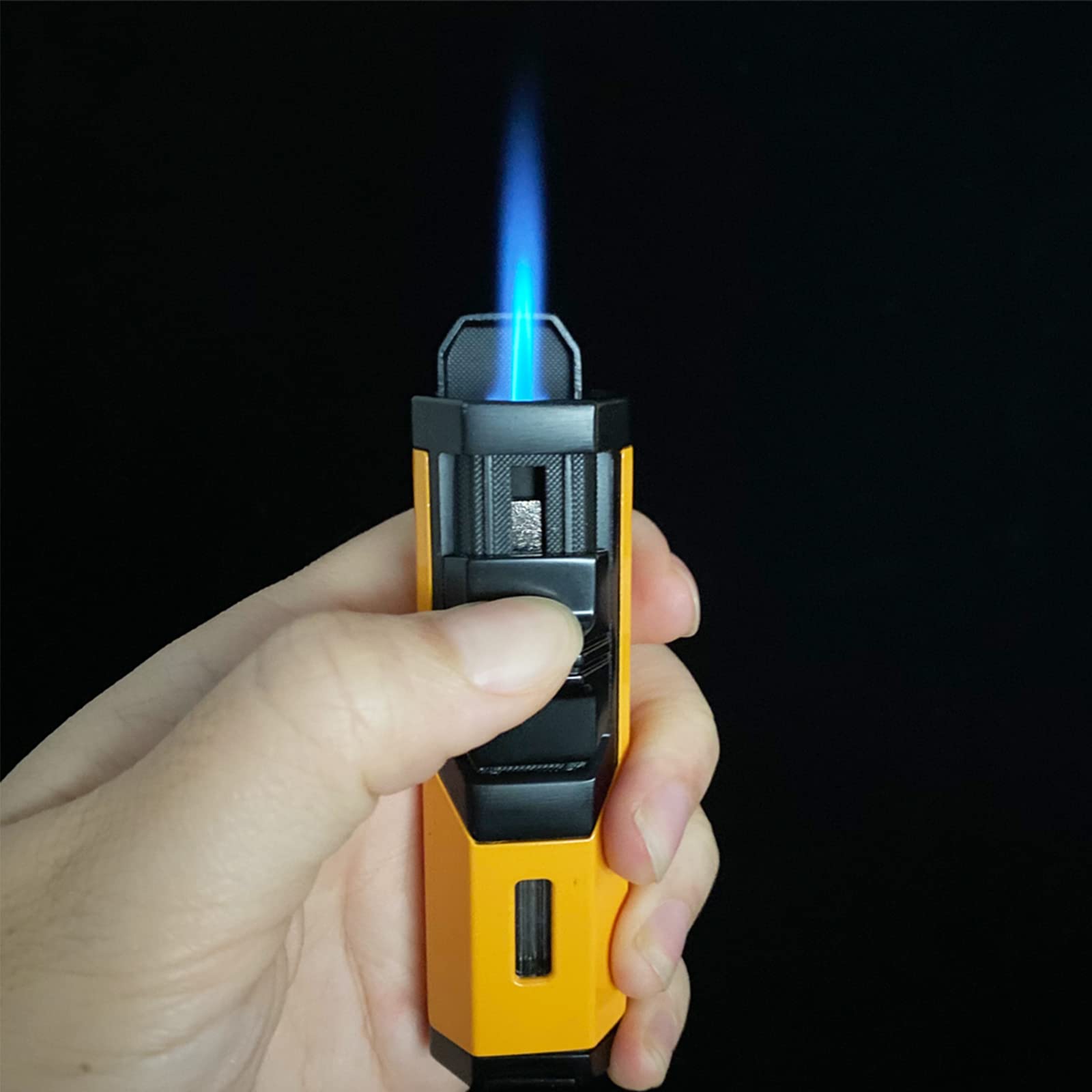 1 Ensemble Allume-Cigare en Métal et Coupe-Vent Coupe-Vent Torche Jet Flamme Butane Rechargeable Briquet Gonflable Accessoires Ensemble avec Boîte-Cadeau