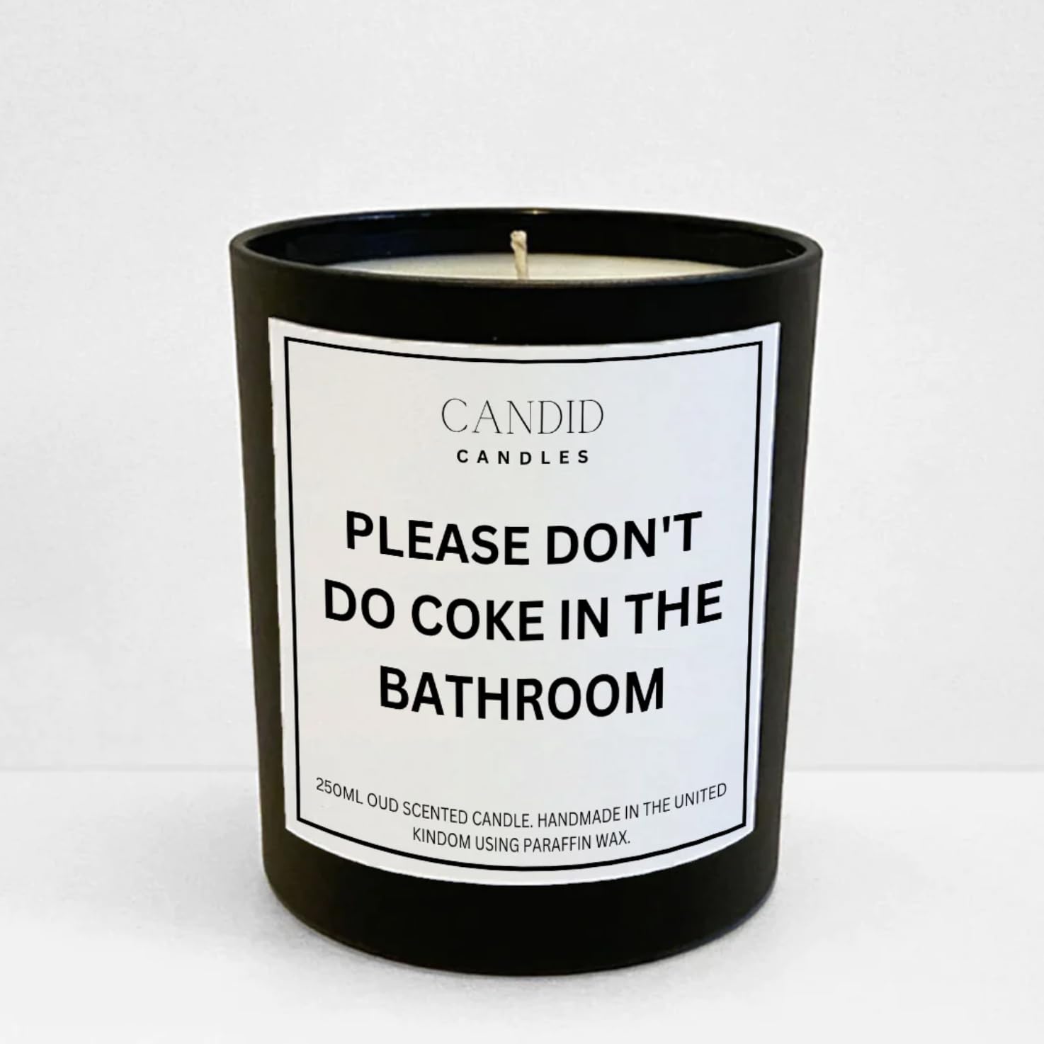 Candid Candles Black, White Please Don't Do Coke In The Bathroom Funny Sarcastic Scented Birthday Candle By (Black Pomegranate)