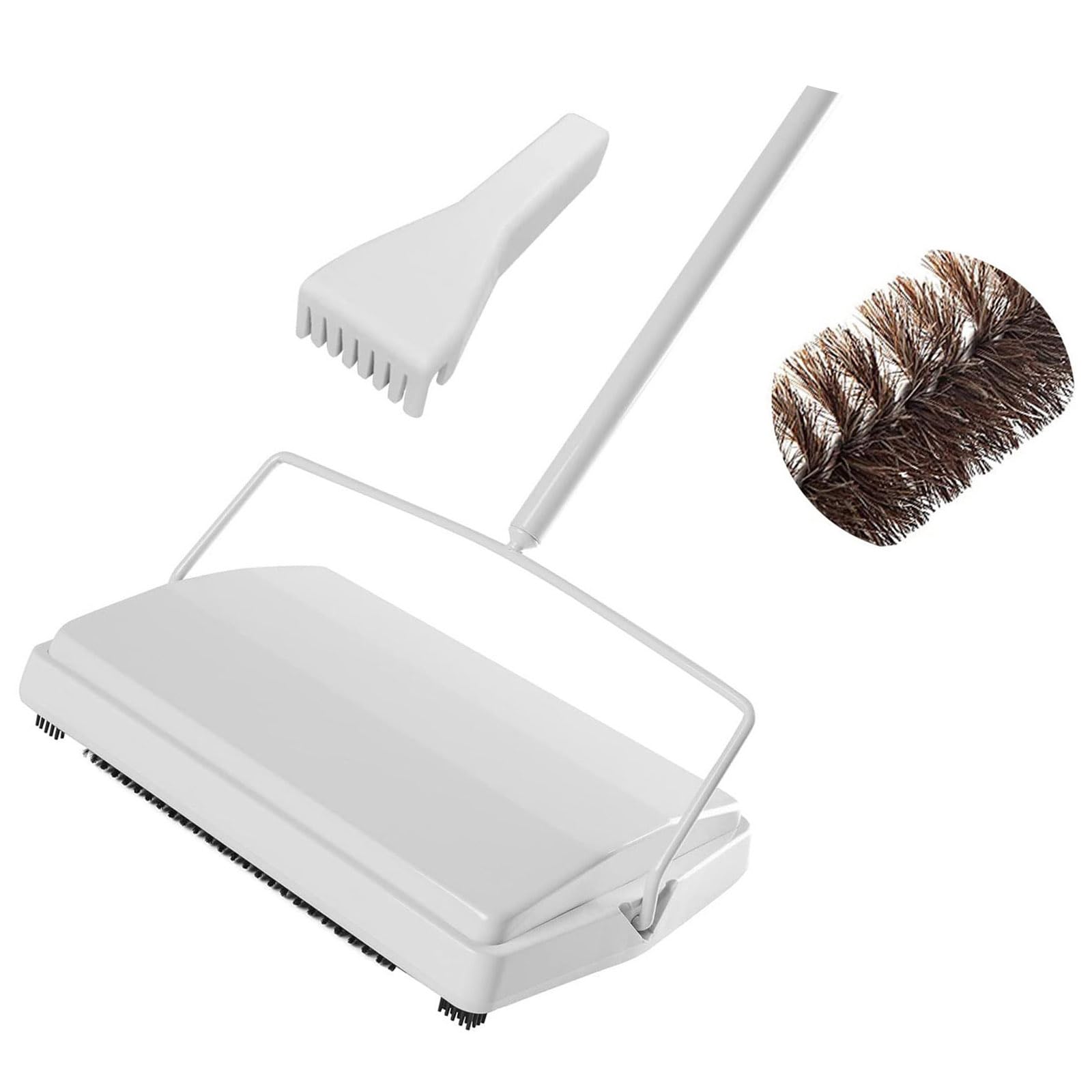 Manuelle Teppichkehrmaschine mit Metallgriff, White