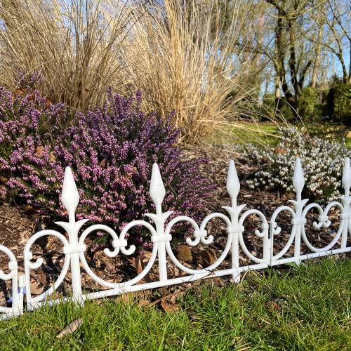 FISHTEC - Flexible Gartenbegrenzung aus Kunststoff im 8er Set - Gesamtlänge 4,08 m - Für Beete Rasenflächen Wege und Gartenbereiche - Einfache Montage - Farbe Weiß - Maße 50 x 30 cm