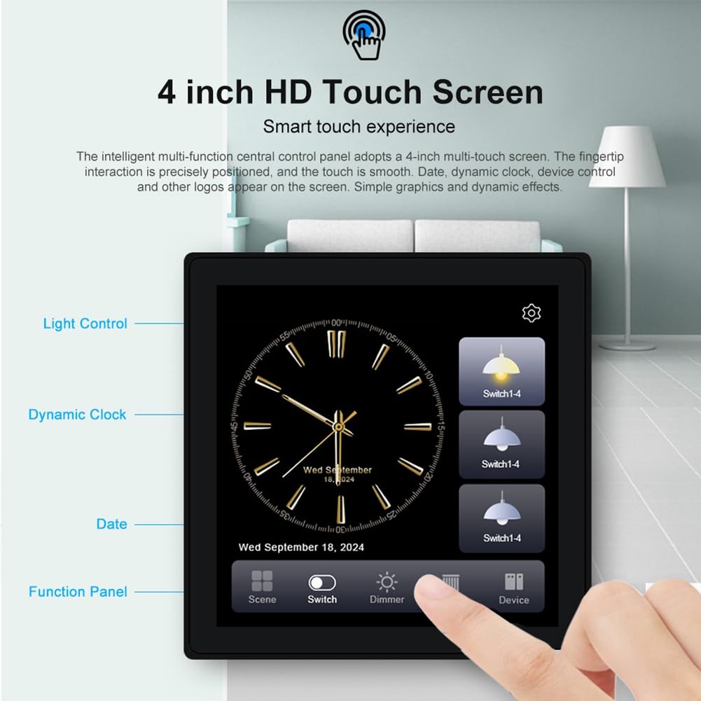 Tuya T3e Pro Control Panel Control Panel dotykowy Zigbee Inteligentny Home Wall Push Light Switch Czarny