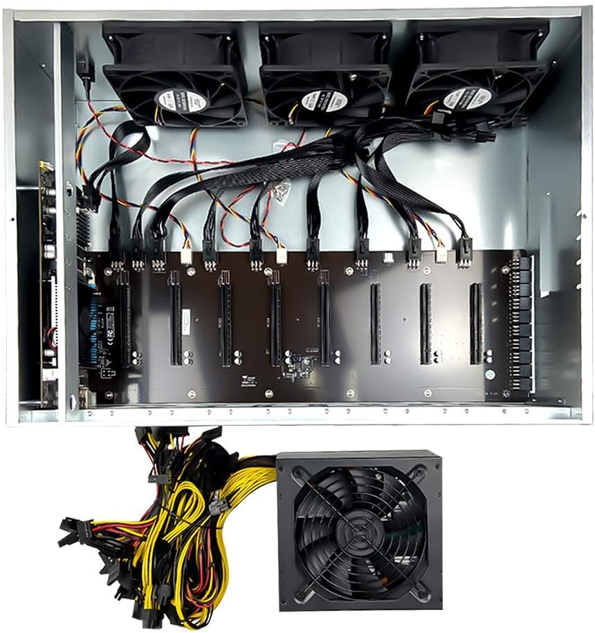 Buy Bscom Mining Rig 8 Gpu Complete Miner Rig Mining Machine System For Crypto Coin Currency Mining Gpu Miner Including Motherboard Without Gpu Cpu Ssd Ram Psu Case With Cooling Fans Online