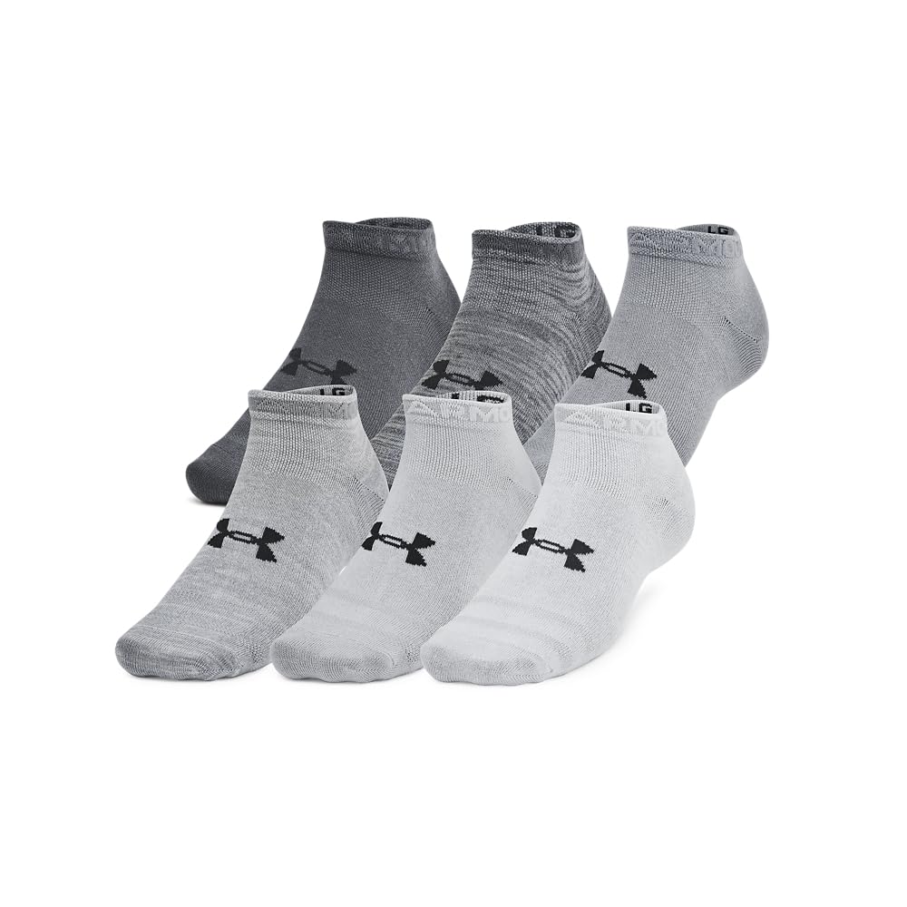 Under Armour Unisex's Essential Low Socks 6 Pack, (025) Castlerock/Castlerock/Anthracite, XL (Pack of 12)