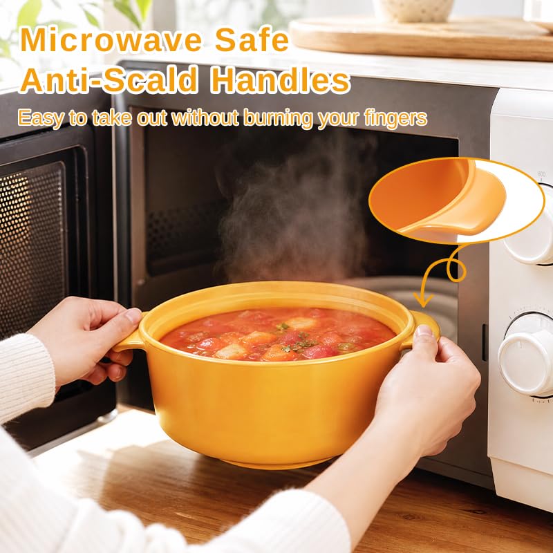 Image of Microwave Bowls with Lids & Spoons, 50 oz Unbreakable Bowls, 4 Pack
