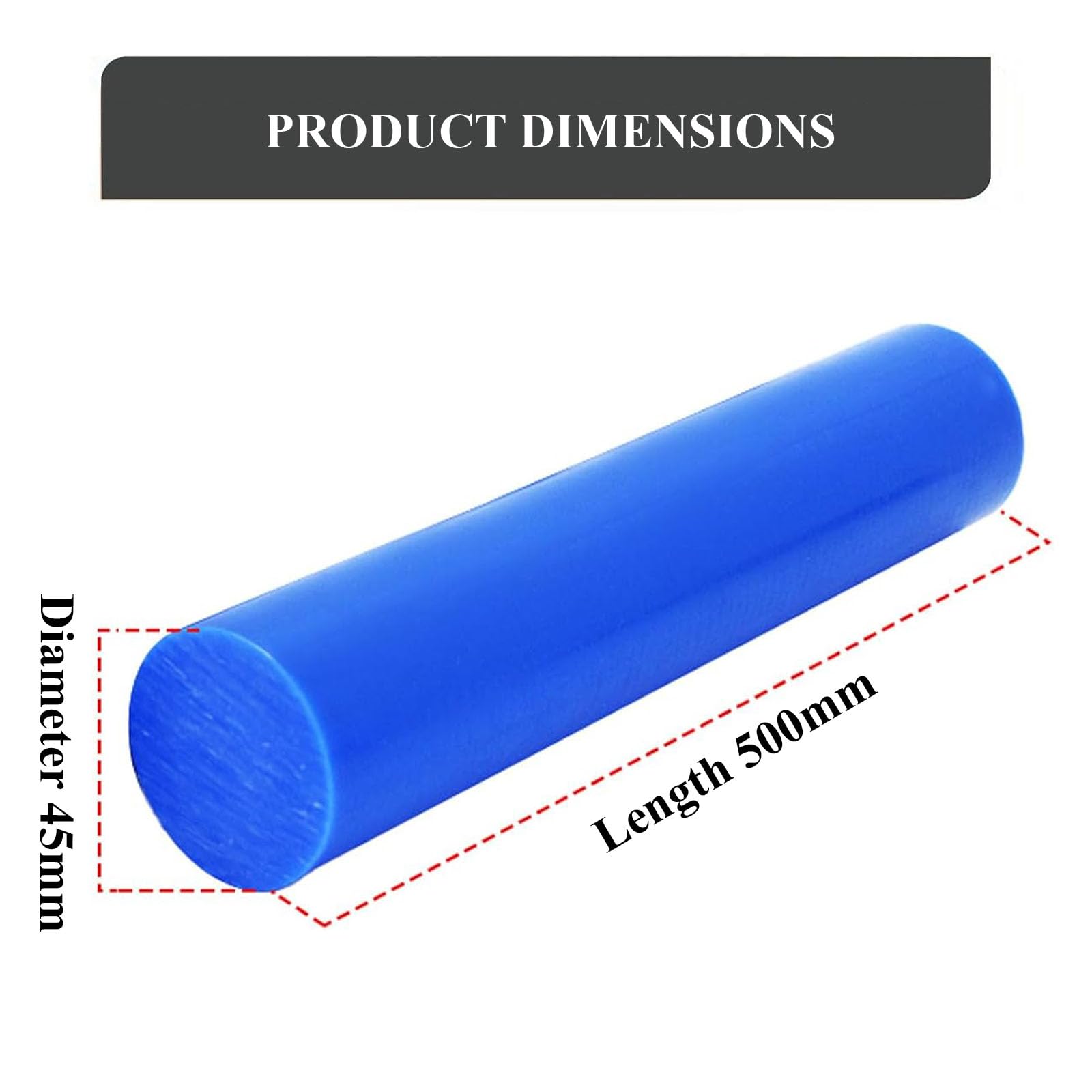 2 Stück blaue Nylonstäbe, Kunststoffstangen, 500 mm Länge, Durchmesser 40–55 mm, for technische Industrie- und Heimwerkeranwendungen(Diameter 45mm)