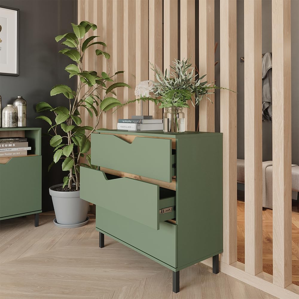 Vicco Cassettiera per camera da letto Marelle Verde/Artigianale 80x81.2 cm