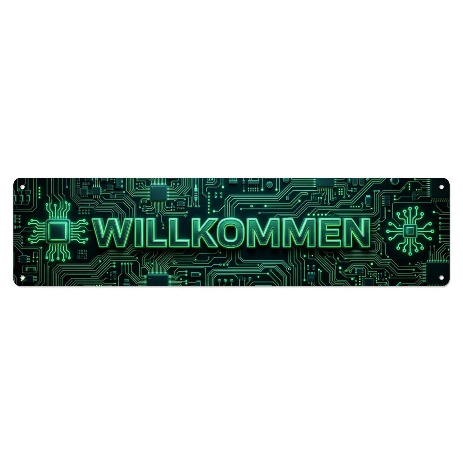 Neon Circuit Board Tech Electronic Welcome Metal Tin Sign