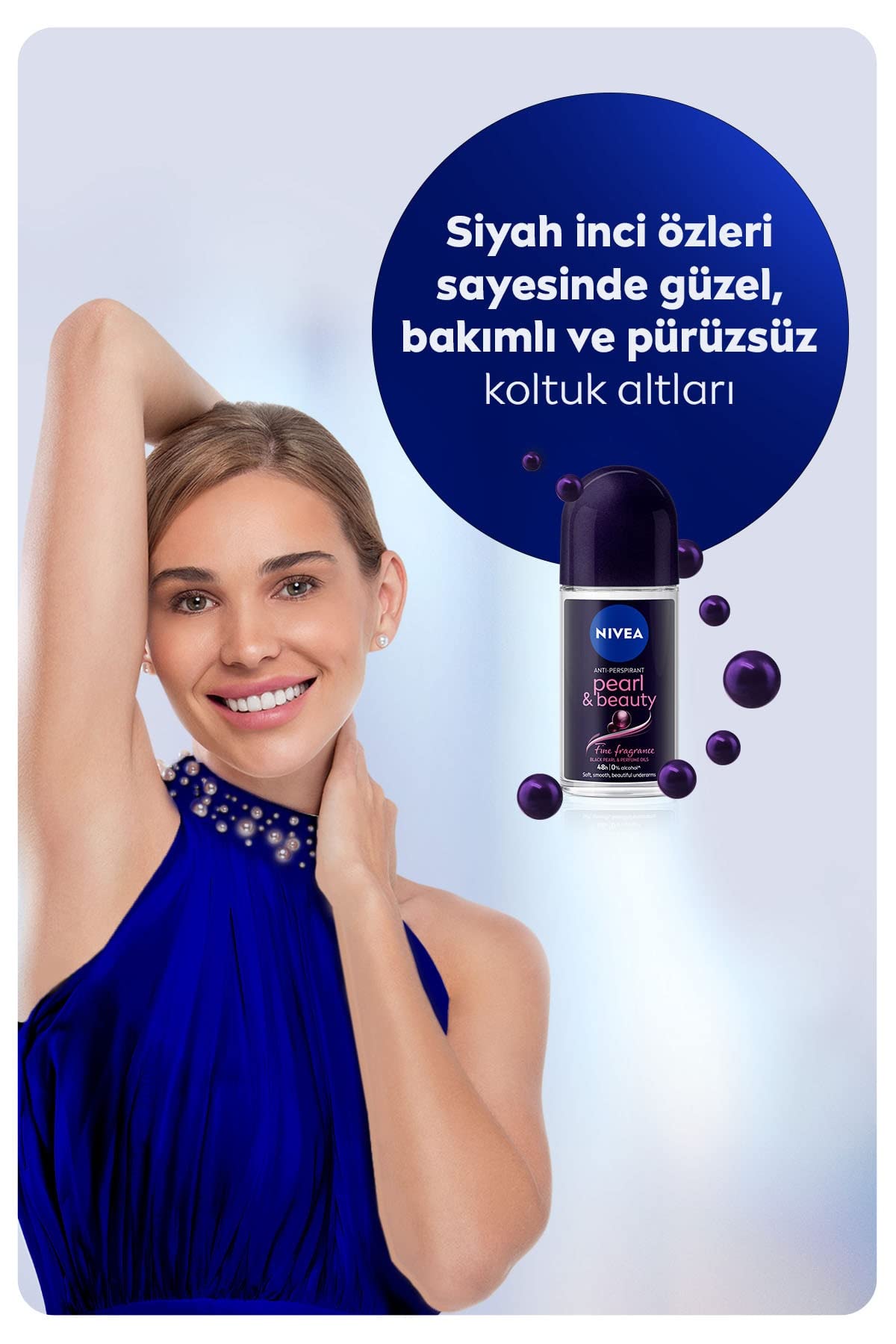 NIVEA Kadın Roll On Deodorant Pearl&Beauty Fine Fragrance,72 Saat Anti-perspirant Koruma 50m