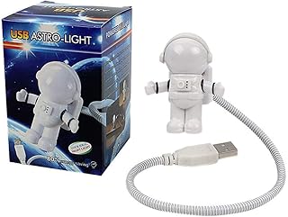 Creative Design Energy Saving Astronaut Spaceman USB LED Night Light Computer Laptop Notebook Lamp Mini Night Light Keyboard Lamp USB Charging Port Design Flexible Bendable Hose Portable for Student O
