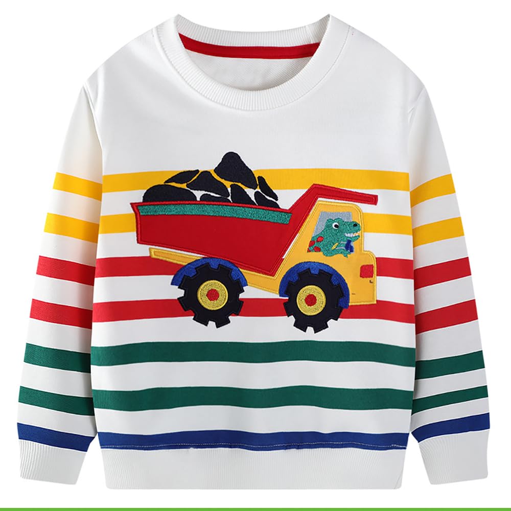 Toddler Boys Sweatshirts Kids Cotton Long Sleeve Crewneck Pullover Cartoon Print Shirts 2-7T