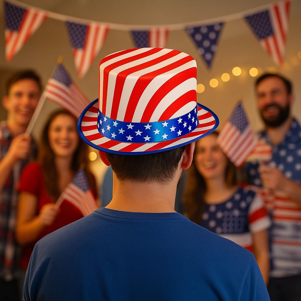 Boland 44963 - Sombrero USA Deluxe, tamaño de la cabeza aprox. 56-61, sombrero con estrellas y rayas, América, accesorios de disfraces para carnaval y fiestas temáticas
