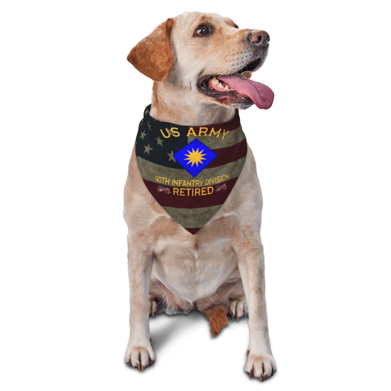 Us Army 40th Infantry Division Retired Dog Scarf Pet Bandana Cat Pet Bibs