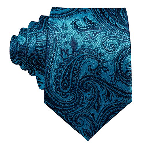 Image of Barry.Wang Paisley Tie Fashion Set Hanky Cufflinks Neckties for Men Woven Silk