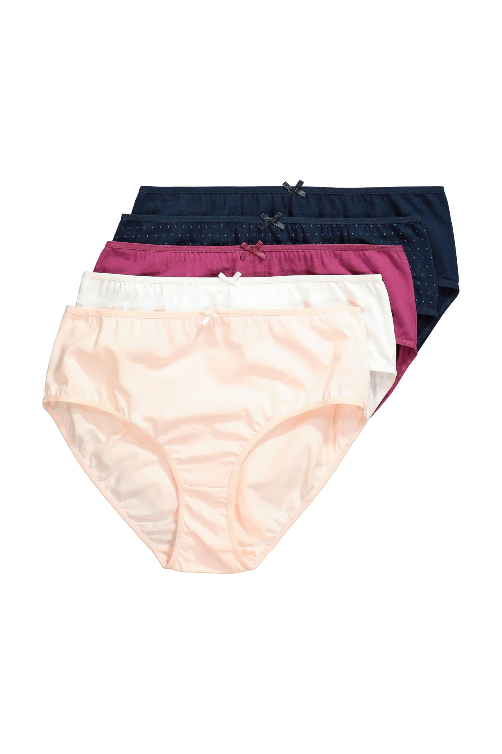 Ulla Popken Damen Midislips, 5er-Pack, Punkte/Einfarbig Underwear