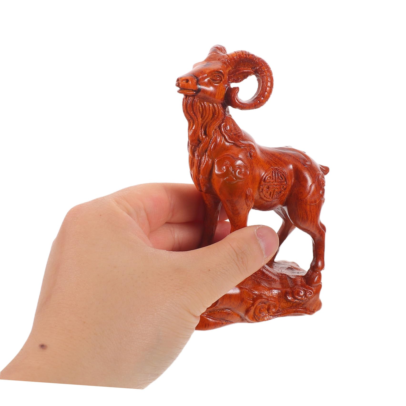 VICASKY 5 Piezas Figura de Cabra del Zodiaco Chino en Madera Tallada para