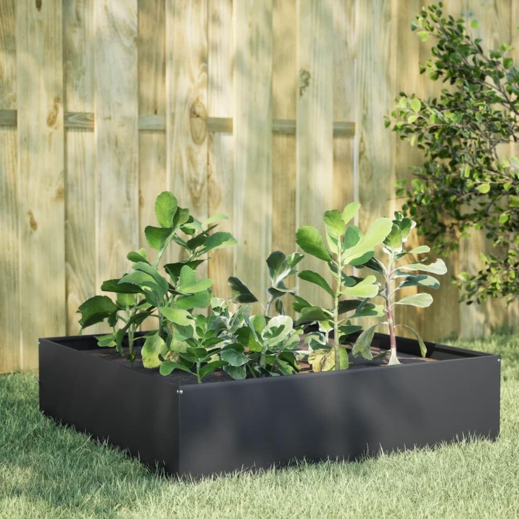 vidaXL Fioriera Rialzata da Giardino Antracite 100x100x41 cm Acciaio, fioriera rialzata, fioriera rettangolare, fioriera, fioriera da giardino