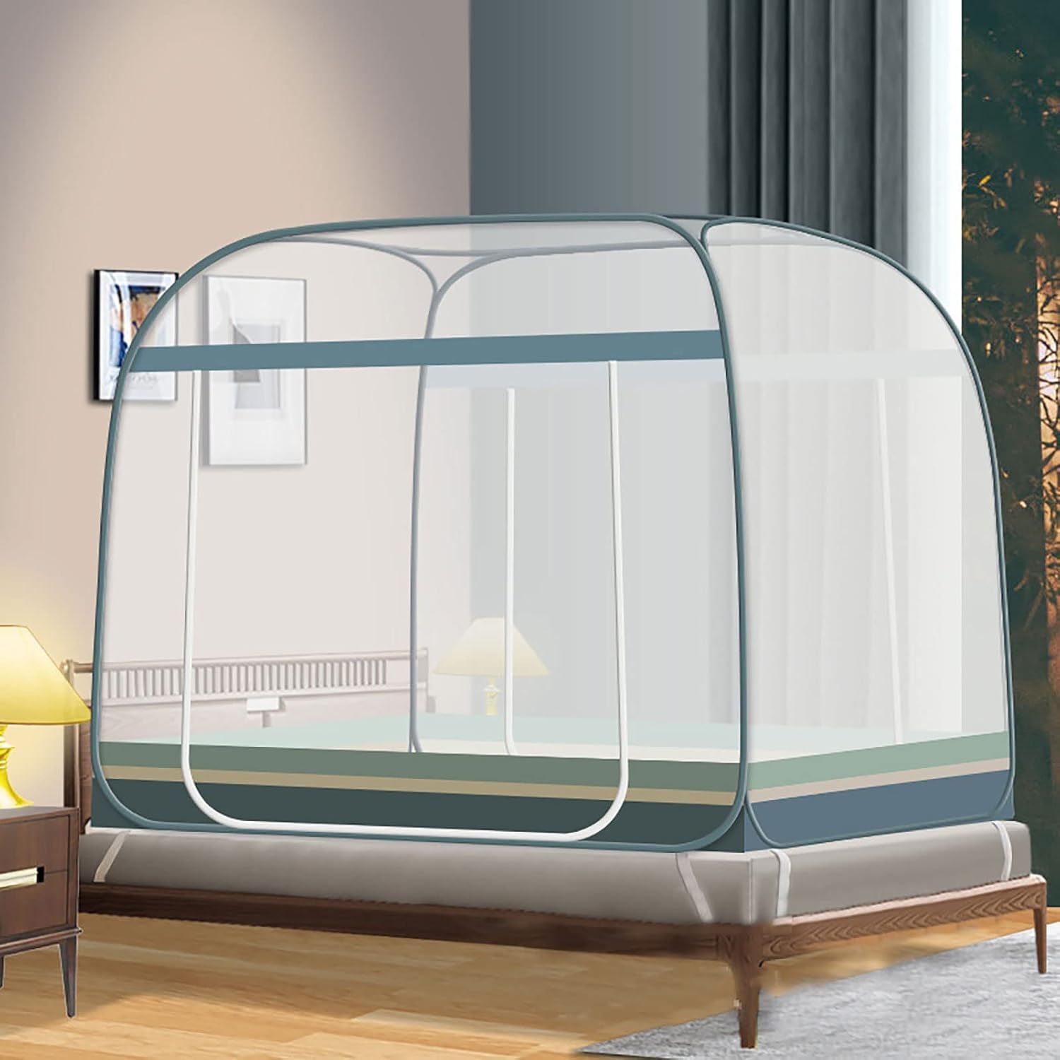 Moskitonetz Bett Baldachin, Mückennetz Travel, Mückennetz Bett Baldachin, Bett Moskitonetz, für Reise und Zuhause, Betthimmel Mückenschutz für Doppelbett Einzelbett(120 x 200 x 150 cm)