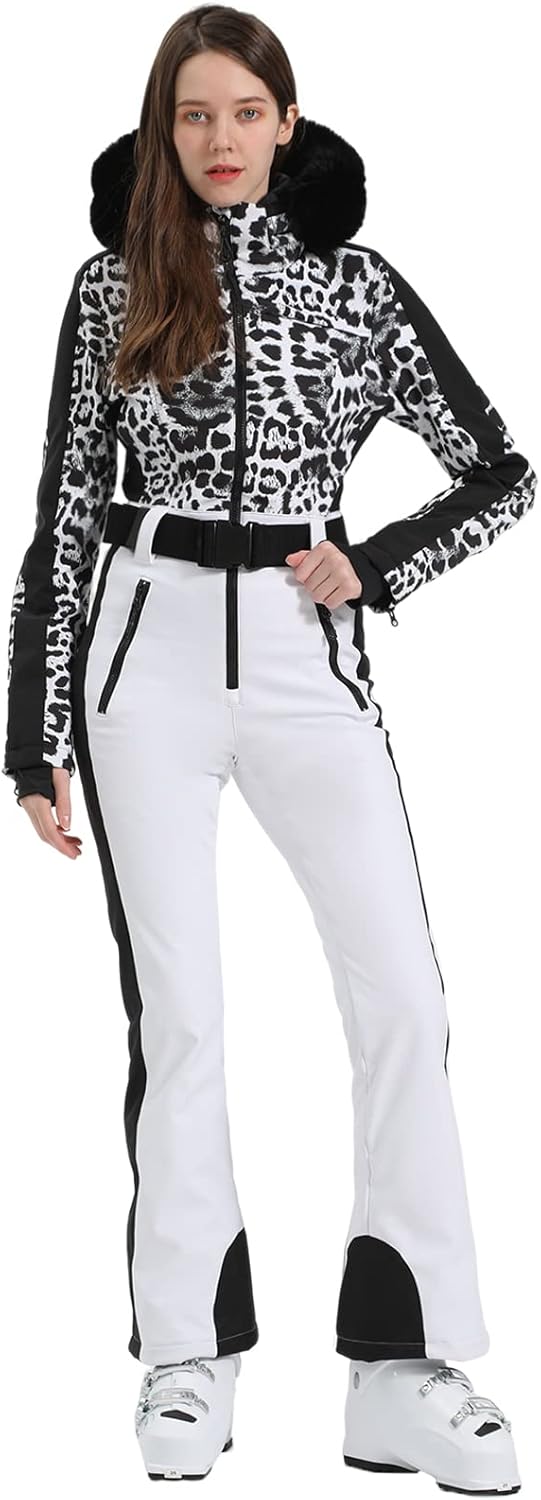 GSOU SNOW Trajes de esquí para mujer, de una pieza, para snowboard, invierno, impermeable, resistente al viento, traje de nieve para deportes al