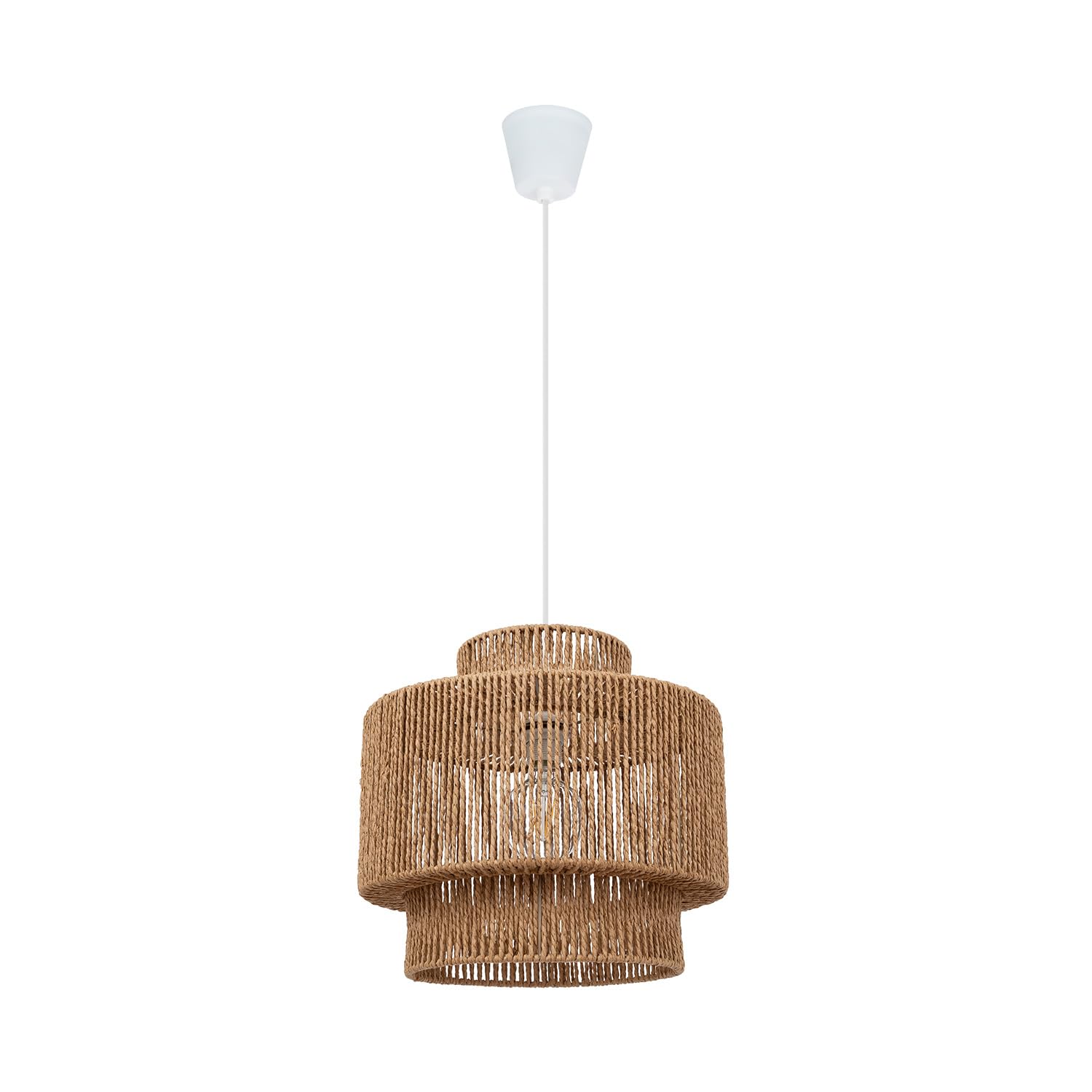 LEDKIA LIGHTING - Lámpara Colgante Neka | Diseño Natural y Elegante | Compatible con Bombilla E27 | Altura Ajustable | Uso Interior | IP20; Natural; Papel Trenzado