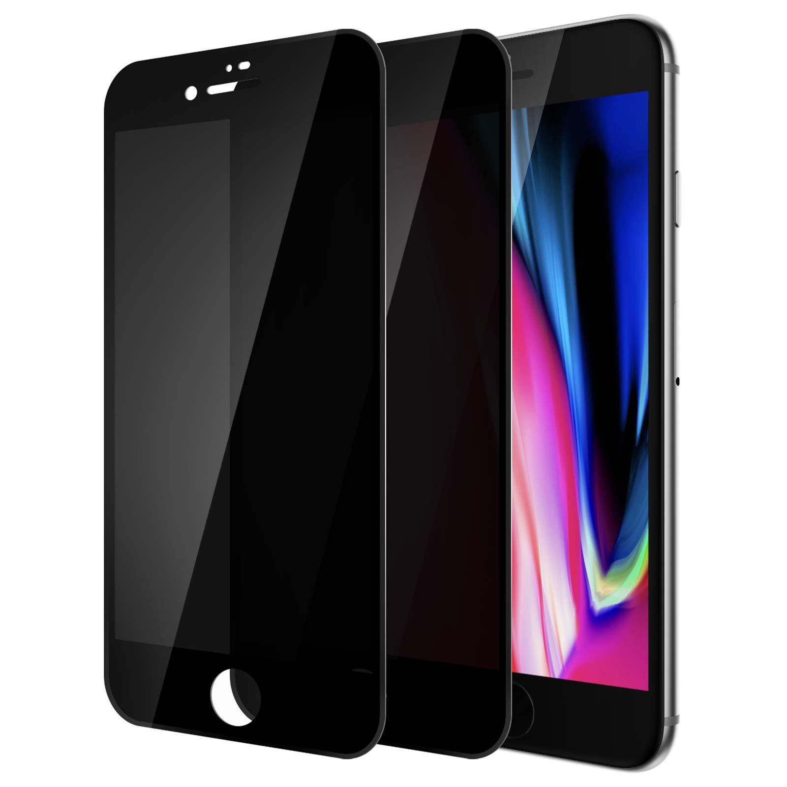 Tensea Compatible Apple iPhone 8 Plus and iPhone 7 Plus Privacy Screen Protector, Anti-Spy Tempered Glass Film, Full Coverage Screen Protector for iPhone 8 Plus and 7 Plus, 5.5 inch, 2 Pack