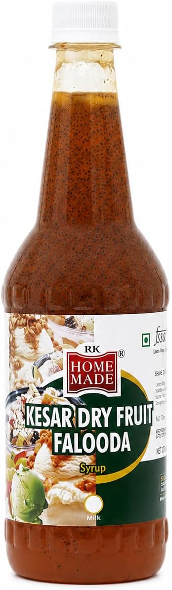HOME MADE | Kesar Dried Fruit Falooda Syrup | Gluten Free | 100% Vegan & Low Fat | Easy to Use | A Perfect Drink for House Parties, Picnics and Car Trips to the Joy of Everyone | 750 ml