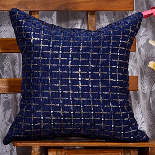 Image of Decorative 20x20 Cushion Covers Set of 2, Embroidered Pillow Covers, Designer Cushion for Sofa, Festive Throw Pillow Cover