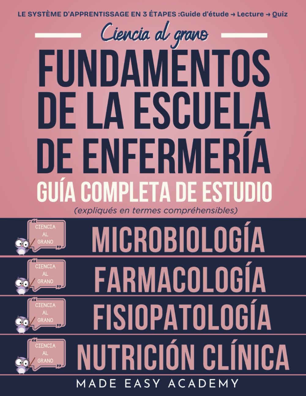 Ciencia al grano: Fundamentos de la escuela de enfermería guía completa del curso: Farmacología, Microbiología, Fisiopatología y Nutrición clínica: Preparación para la prueba y el examen: NCLEX | EIR