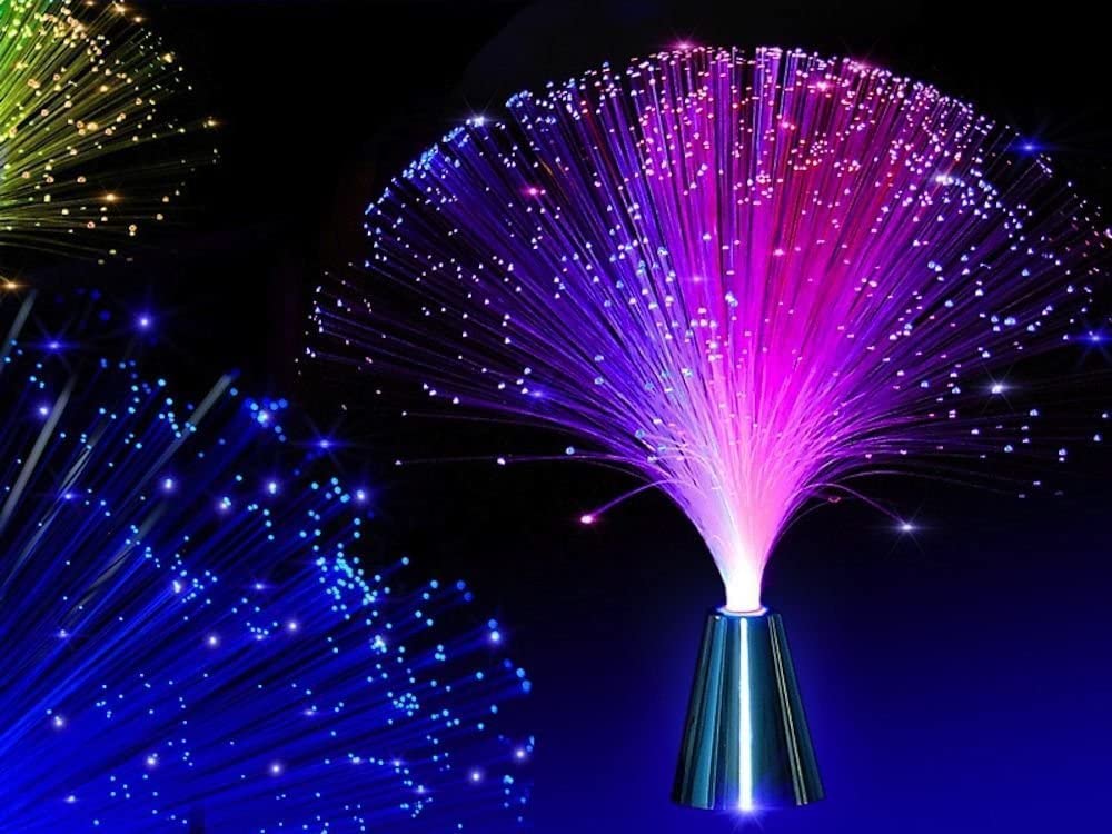 WICHARSH Fiber Optic Lamp - Led Color Changing with Cone Base - Ice Fiber Lamp with USB Cable - Calming Mood Night Light, Multicolored-image-1