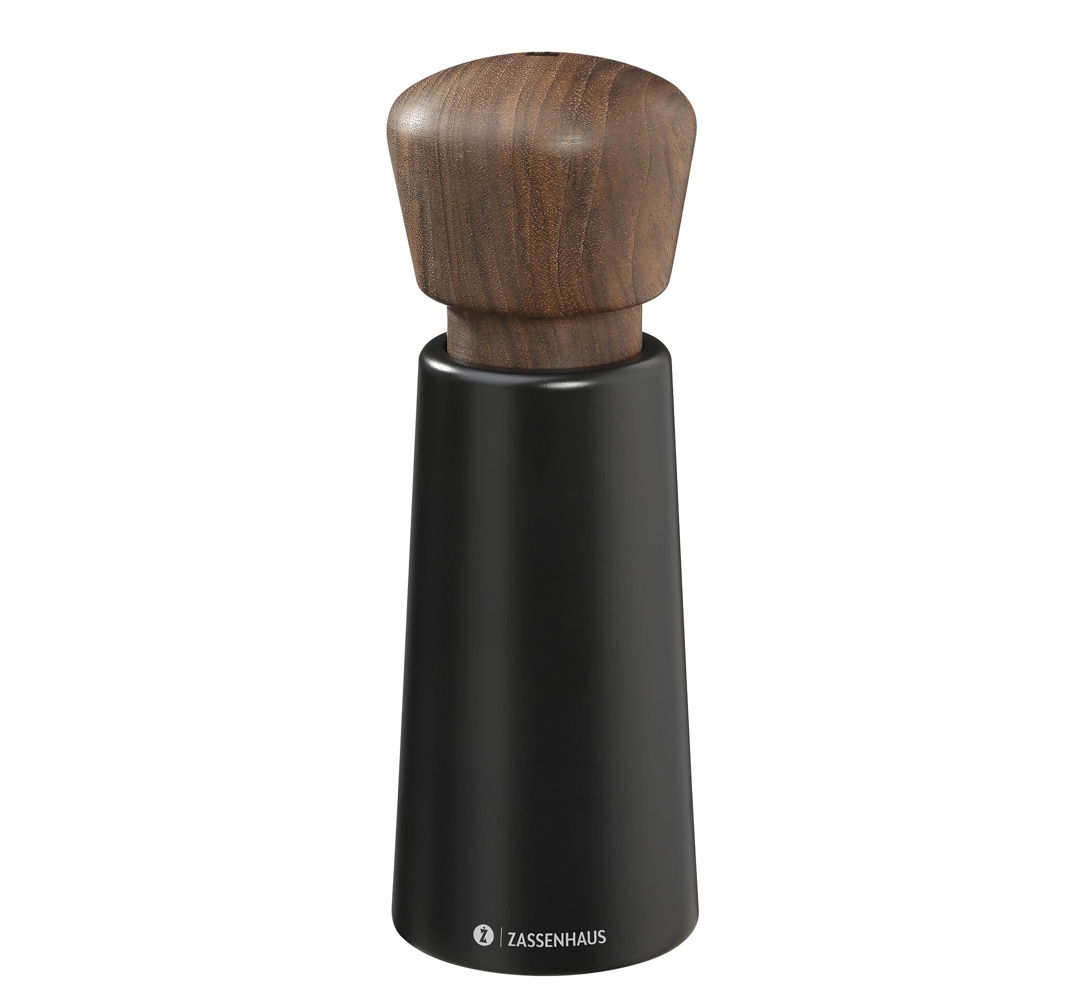 Zassenhaus Pfeffermühle NORDERNEY 18 cm, Buchenholz schwarz, Nussbaum | Gewürzmühle, Hochleistungskeramik-Mahlwerk, stufenlos einstellbar, für Gewürze und Kräuter, 25 Jahre Garantie