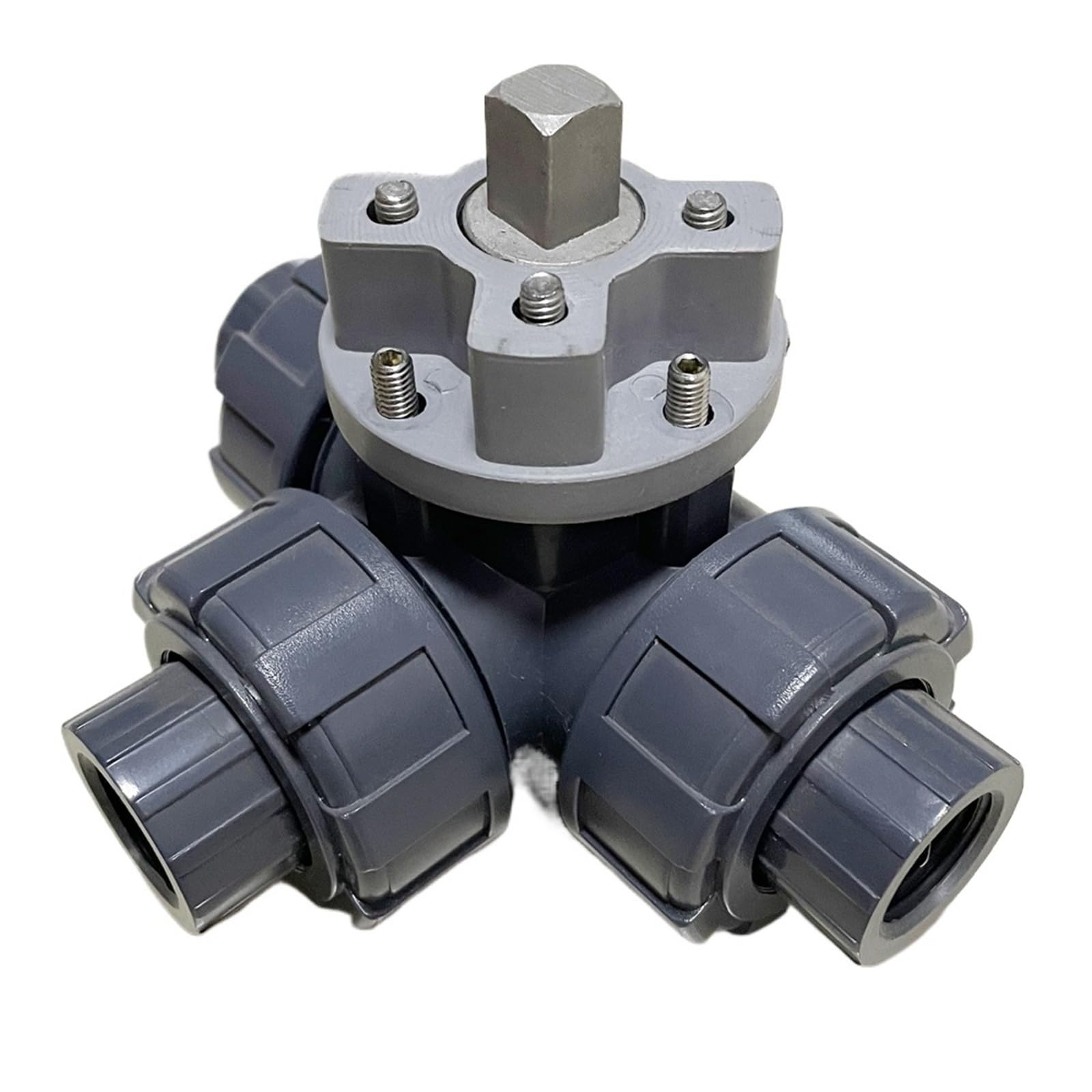 Belovek L Bore Dn25 Upvc 3 Way True Unnion End Connection Valve Body For Electric Actuator Iso5211 F03,F05 Connection With Bsp Or Npt Thread(Bsp Thread,)