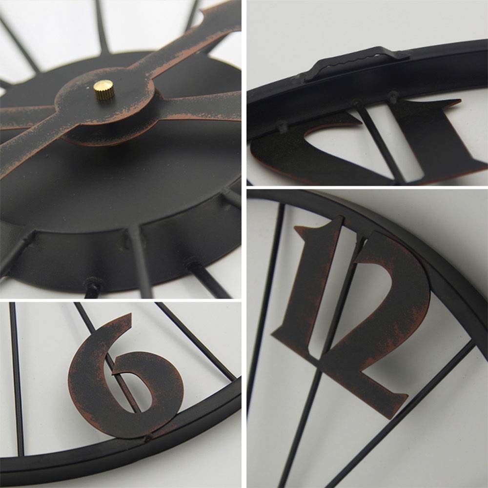 Reloj De Pared Reloj de Pared de Estilo Industrial de 50 cm, diseño de Ruedas de Bicicleta Decorativo Reloj silencioso para la Oficina de la Sala de Estar y decoración para el hogar Regalo