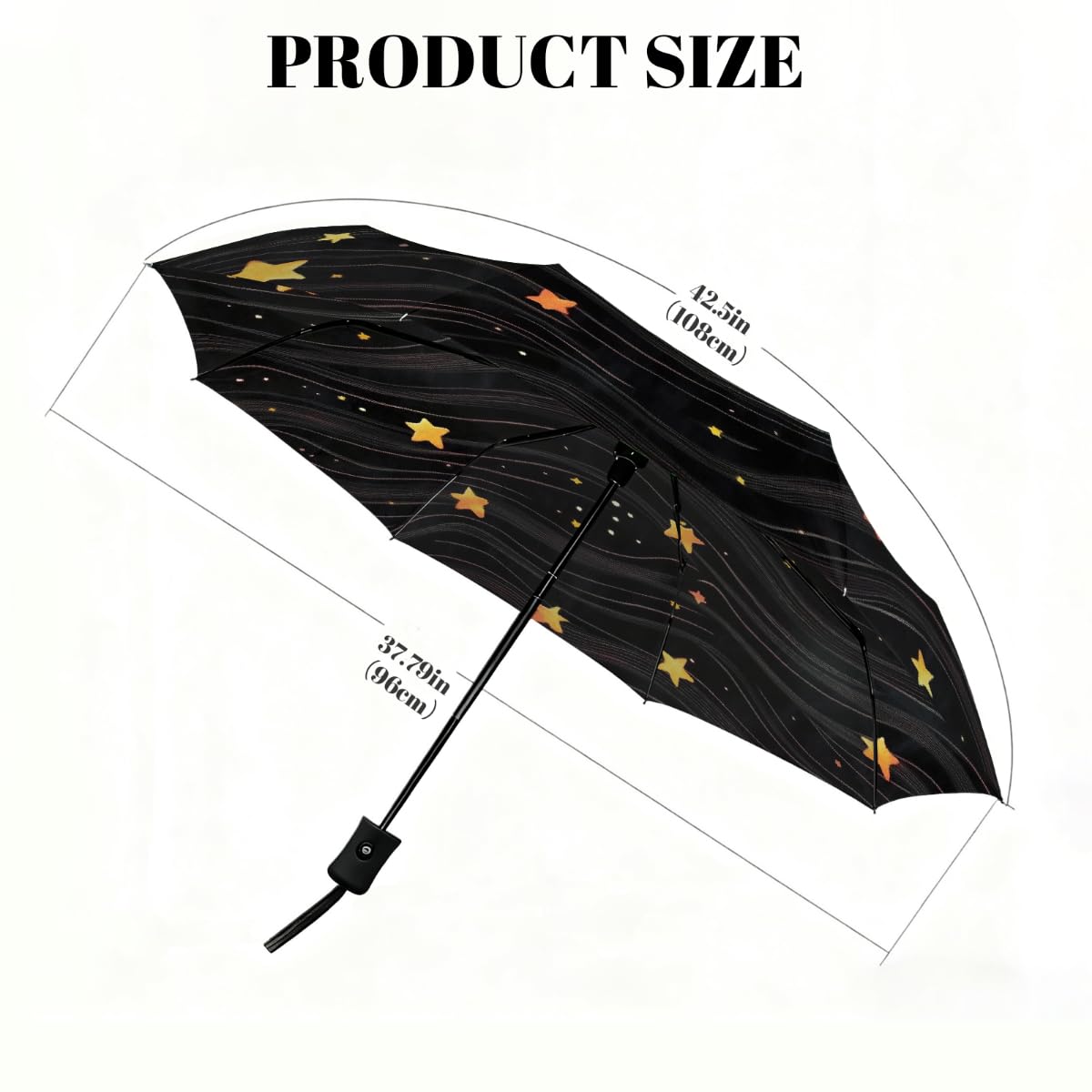 Paraguas plegable con cierre automático, estampado de líneas de estrellas, resistente a los rayos UV, automático, portátil, ligero, paraguas de lluvia para adultos y niños
