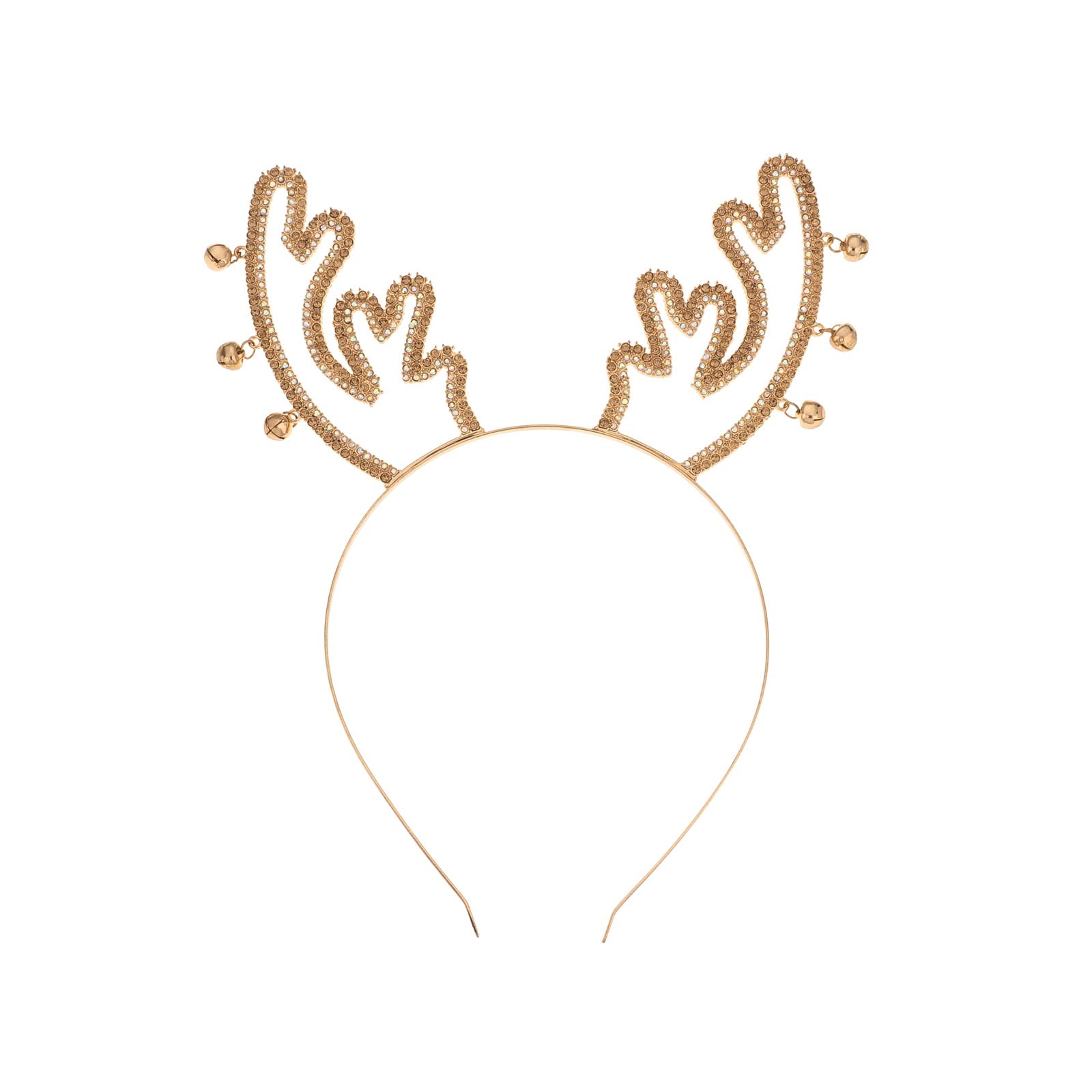 Madison Tyler Christmas Gold Reindeer Antlers with Jingle Bells Headband | Cute Rhinestone Headbands for Christmas | Holiday Gifts for Girls Kids and