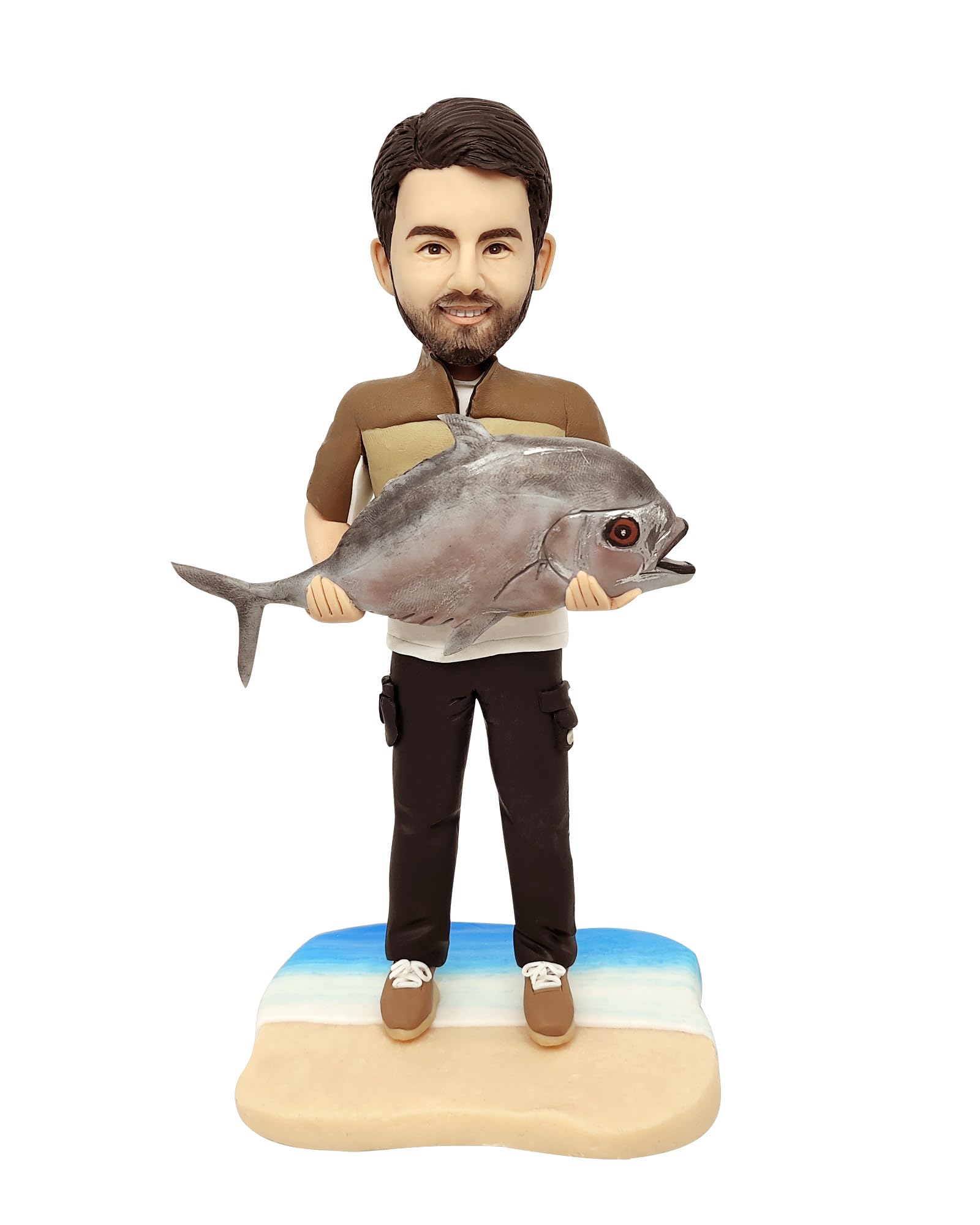BLING-SURPRISE Personalized Custom Bobblehead The Fisherman Held The Fish in His Hand Figurines Bobbleheads Customized Figures for Boss Boyfriend Dad Fathers day Fishing Contest (Bream)