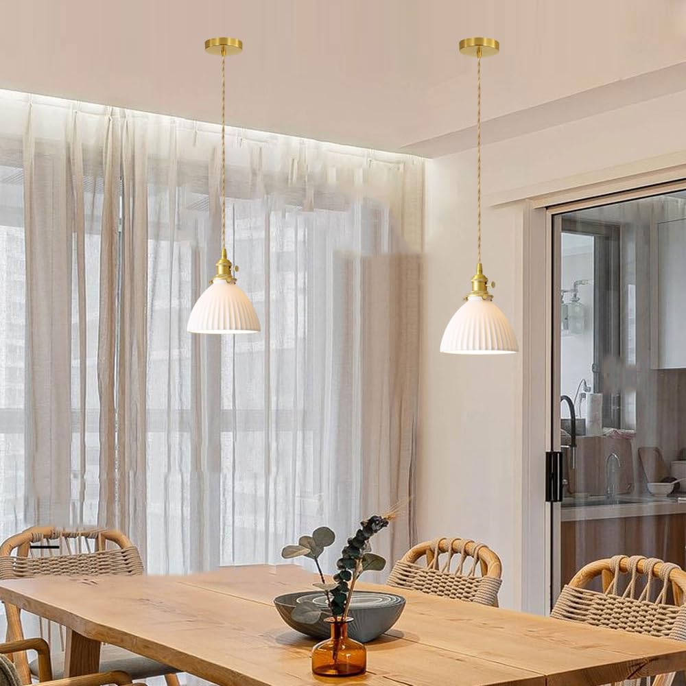 Lámpara colgante de cerámica con casquillo E26, estilo industrial nórdico, lámpara de techo empotrada, luminaria decorativa para sala de estar, dormitorio y balcón.